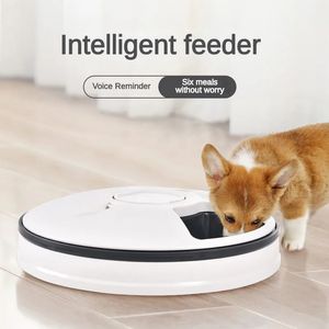 Mangeoire automatique pour chien et chat, nourriture humide/nourriture sèche, 6 repas chronométrés, alimentation par batterie, mangeoire automatique pour chats/petits chiens, bol pour animaux de compagnie 240328