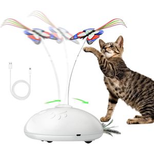 Jouet de chat automatique papillon interactif de chat électronique 3 jouets de chat mobile de chat en plume