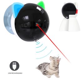 Automático Cat Toy Laser USB Recargable Interactivo LED Puntero Giratorio Móvil Pluma Electrónica Divertido 211122