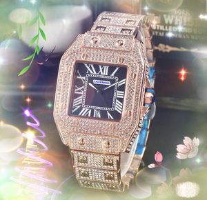 Automatische datum vierkante romeinse tank wijzerplaat liefhebbers horloges mannen en vrouwen koppels diamanten ringkast klok quartz uurwerk koppels klassieke horloges montre de luxe cadeau