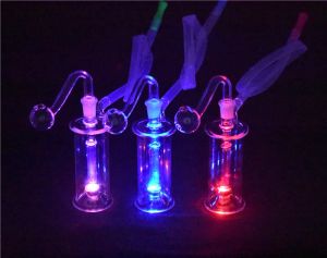 Décoloration automatique LED Light Dab Oil Rig Conduites d'eau Bongs en ligne Perc Dab Rig 10mm verre brûleur à mazout bong avec tuyau de brûleur à mazout BJ