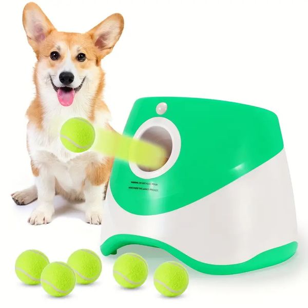 Lanceur de lanceur de balle de chien de chien automatique Jouet de chien interactif lanceur de balle de tennis automatique pour la formation de récupération en plein air et l'exercice T006SF