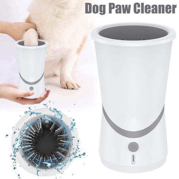 Limpiador automático de patas de perro con cerdas de silicona suave, taza de lavado de patas de mascotas con toalla, carga USB portátil, taza de limpieza de patas fangosas para perros pequeños y medianos, gatos