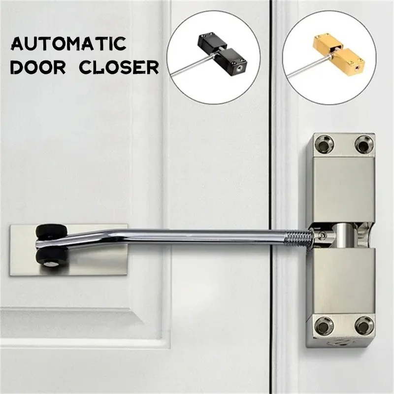Automatic Door Closer Adjustable Strength Spring Door Closer Hinge Fire Rated Door Channel Stainless Steel Surface Self Closing