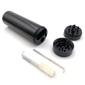 Cobertizo de metal con molinillo de hierbas Aluminio One Hitter Bat Expulsión automática Fumar Caja de cigarrillos Titular Encendedor Contenedor Multifunción Limpiador de tuberías Accesorios