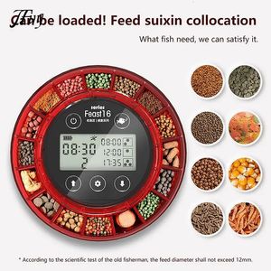 Automatische visvoeder voor Aquarium Automatic Food Dispenser met timer oplaadbare timer feeder met LCD -display 240516