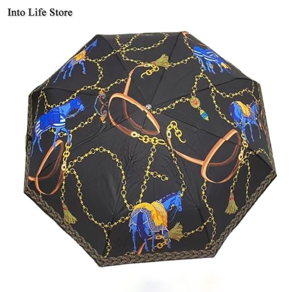 Parapluie de plage pliant automatique Parasol UV Pluie Femmes Parasols Dames Coupe-vent Idées cadeaux UPF50+