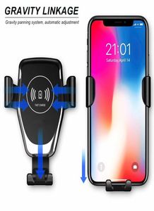 Automatic Gravity Qi Wireless Car Charger Mot pour iPhone XS MAX XR X SAMSUNG S10 S9 10W Téléphone à charge rapide Holder9491356