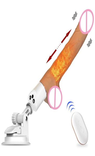 Vibromasseur chauffant automatique jouets sexuels Gspot gode rétractable pour femmes ventouse pénis télécommande télescopique Machine9607843