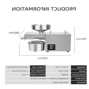 Livraison gratuite Presse à huile domestique automatique Contrôle intelligent de la température En acier inoxydable Pressé Graine de lin d'olive d'arachide 220 / 110V Vbsiu