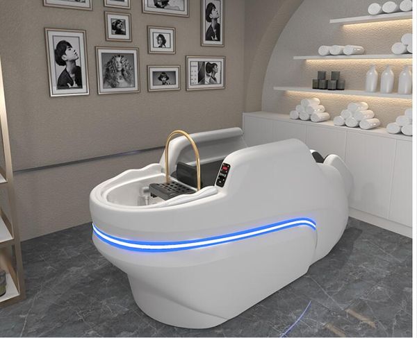 Cama de champú de masaje eléctrico inteligente automático barbería tratamiento especial del cabello ciclo de agua cama nutritiva muebles de salón, cama de champú de salón