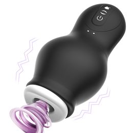 Automatische mannelijke masturbator cup glan massage penis vertraging blijvende trainer vibrator stimuleren erotische orale climax seksspeeltjes voor mannen