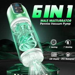 Automatischer männlicher Masturbator Cup LED-Anzeige Saugen Vibration Blowjob Echte Vagina Tasche Erwachsene Sexmaschinen Spielzeug für Männer Mann 240106