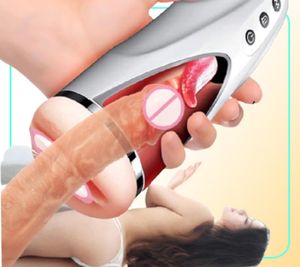 Automatische mannelijke masturbatorbeker realistische puntje van tong en mond vagina pocket pussy lik pijpbeurt stoker vibrerend orale seksspeelgoed x2037941