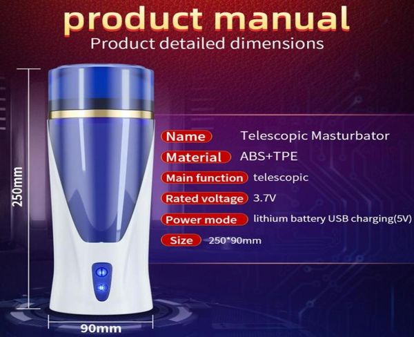 Masturbación automática de la copa de masturbator Masturbación Stroker 3 Modo de empuje poderoso de la vagina Real Pocket Sex Toy for Men27511463605