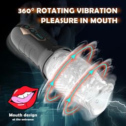 Tasse de masturbation rotative masturbatrice mâle automatique pour les hommes stimulation soft texturé vagin sex toys exercice vibrateur 240423