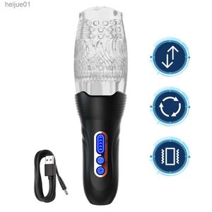 Masturbateur masculin automatique rotatif poussée vibrant gland formateur vagin pénis masseur Masturbation Sex Toy pour hommes L230518