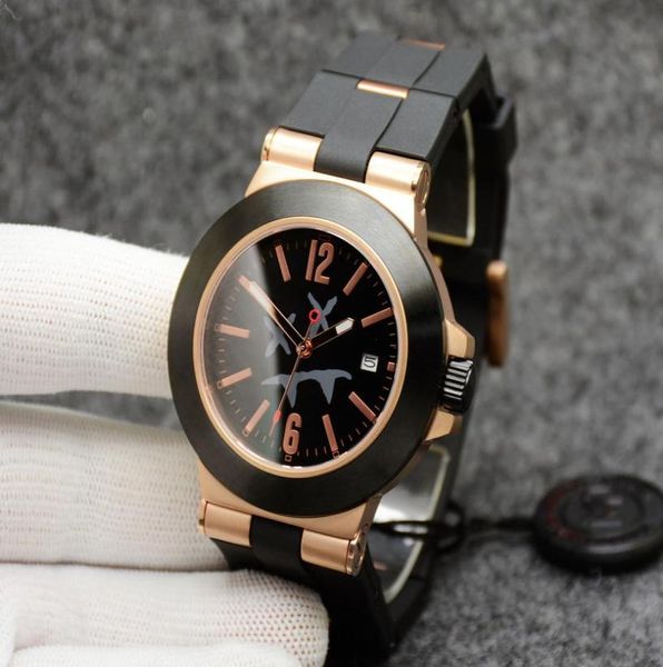 Mécanique mécanique BG Sapphire Verre noir cadran noir Rose Gold Case 44m Mens Watch Rubberclad Logo Logo Cé pension Luminal Limited RUBB1898144