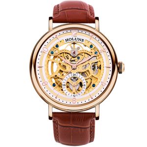 【 code: OCTEU06 】Hommes automatiques mécaniques Montre Hommes en acier inoxydable Saphir Horloges Mannen 2019 Holuns Spécial Luxury Bigest Cadres Skeleton BRW