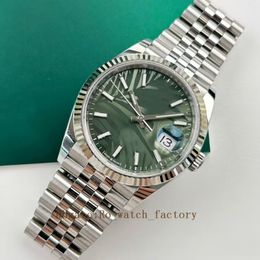 Montre Mécanique Automatique Hommes Grande Loupe 36mm En Acier Inoxydable Saphir Femme 126234 Montres Ondulation De L'eau Vert Menthe Montres Homme