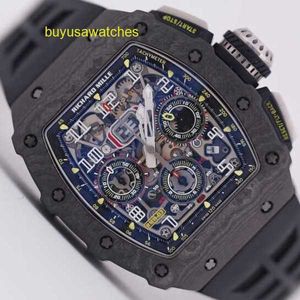 Automatisch mechanisch horloge RM-horloge Rm11-03-serie Black Knight Ntpt Koolstofvezeltimingmachine Zwitserse beroemde RM1103-chronograaf