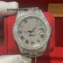 Automatisch mechanisch horloge Top goedkope verkoop kleine koolstofnummervlek Diamond Mozaïek de diamant