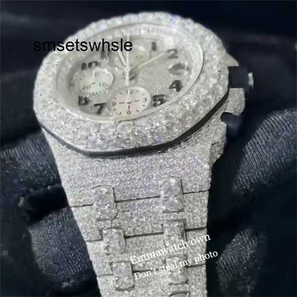 Montre mécanique automatique Top TEST 2023 Nouvelle version pour hommes Pierres Moissanite en argent Montre diamants VVS Meilleure qualité Mouvement automatique complet