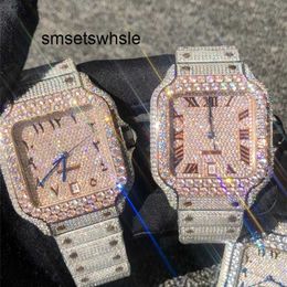 Relojes mecánicos automáticos Cubic Mechanical Full Top Big Square Gold Brand 18k Iced Cheap Out con estuche y documentos