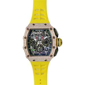 Relojes de pulsera mecánicos automáticos Reloj Richarmill Relojes suizos RM11-03RG Satin Frosted Nivel 5 Aleación de titanio Diamante trasero Reloj de lujo para hombres WN-6J6U