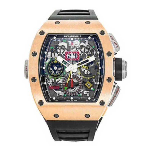 Relojes de pulsera mecánicos automáticos Reloj Richarmilles Relojes suizos para mujer Rm010 para hombre con incrustaciones de Ts Quare Diamond Rose Gold Machinery WN-JJCL