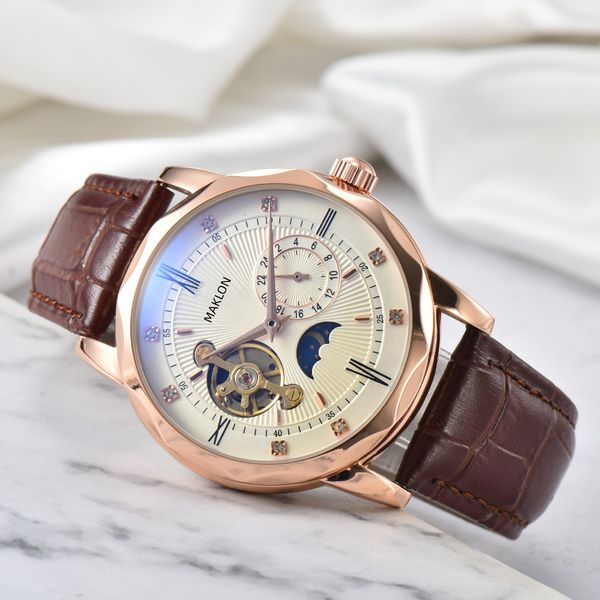 Relojes automáticos para hombres Diseñador de moda de alta calidad Relojes automáticos de lujo para hombre Caja de reloj de oro rosa con cajas Relojes de pulsera de moda Correa de cuero