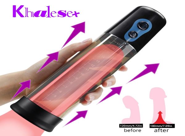 Herramientas automáticas de ejercicio para agrandar el pene Vibrador para hombres Pene eléctrico Extender bomba de tren de vacío Masturbador masculino Juguete sexual Y20069282558