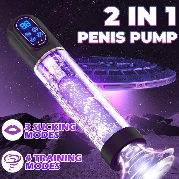 Pompe à pénis automatique agrandisseur Extender IPX7 étanche vide 4 aspiration mâle masturbateur jouets sexuels pour hommes plus grands 240312