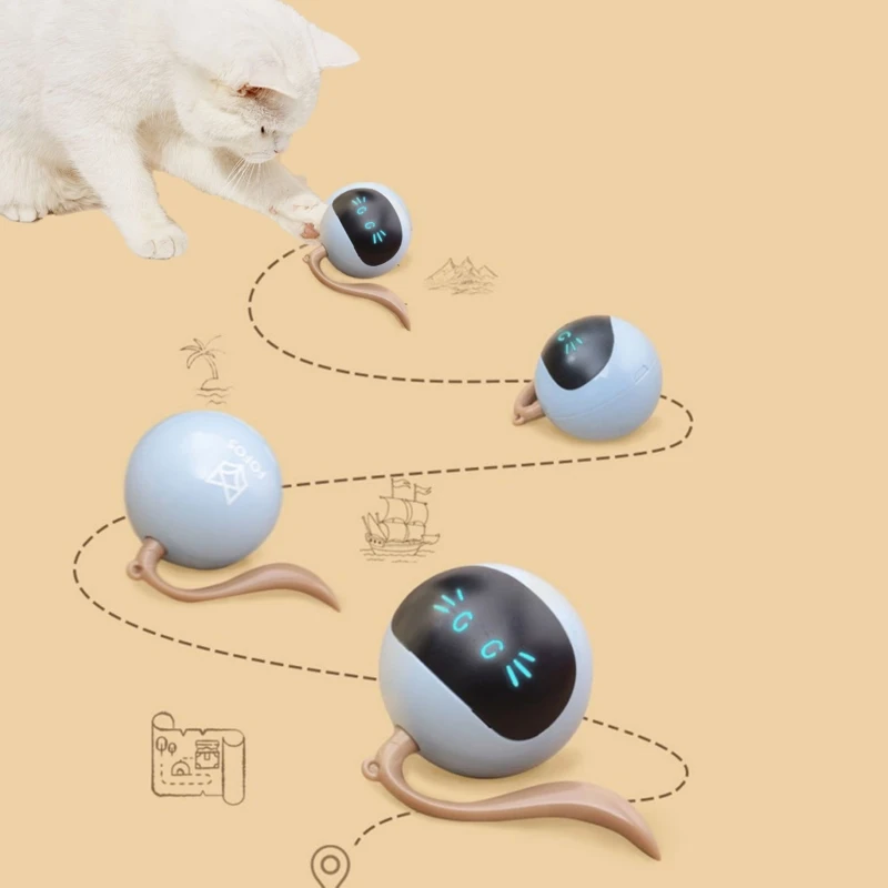 自動ペットスマートインタラクティブキャットおもちゃカラフルなLED自己回転ボールおもちゃUSB充電式子猫エレクトロニックキャットボールおもちゃ