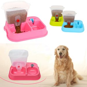 Automatische huisdieren Feeder zelfdispensing zwaartekracht katten honden water voedsel dispenser dubbele kom puppy en drinkers y200917