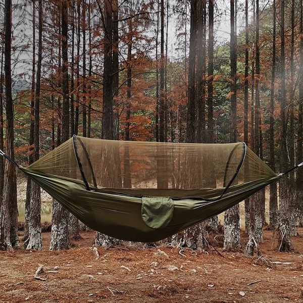 Mosquito Mosquito Mosquito Net Hammock Outdoor Camping Pole Swing Antiollover Nylon Rocking Chair 260x140cm 240411