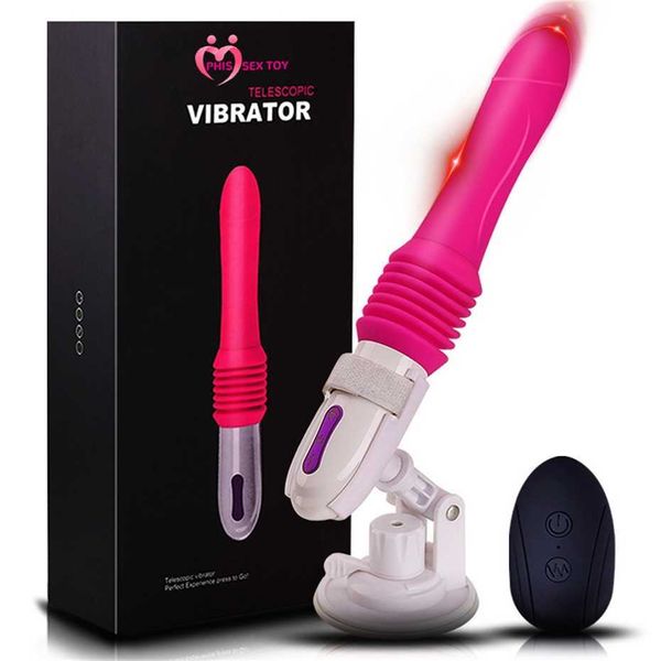 máquina de control remoto retráctil automática vibrador falso femenino Juguete sexual con ventosa 75% de descuento Ventas en línea