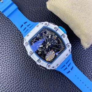 Montre automatique Richarmilles, la dernière montre explosive pour hommes 2023 RM35-03, bracelet en caoutchouc et fibre de carbone blanc L