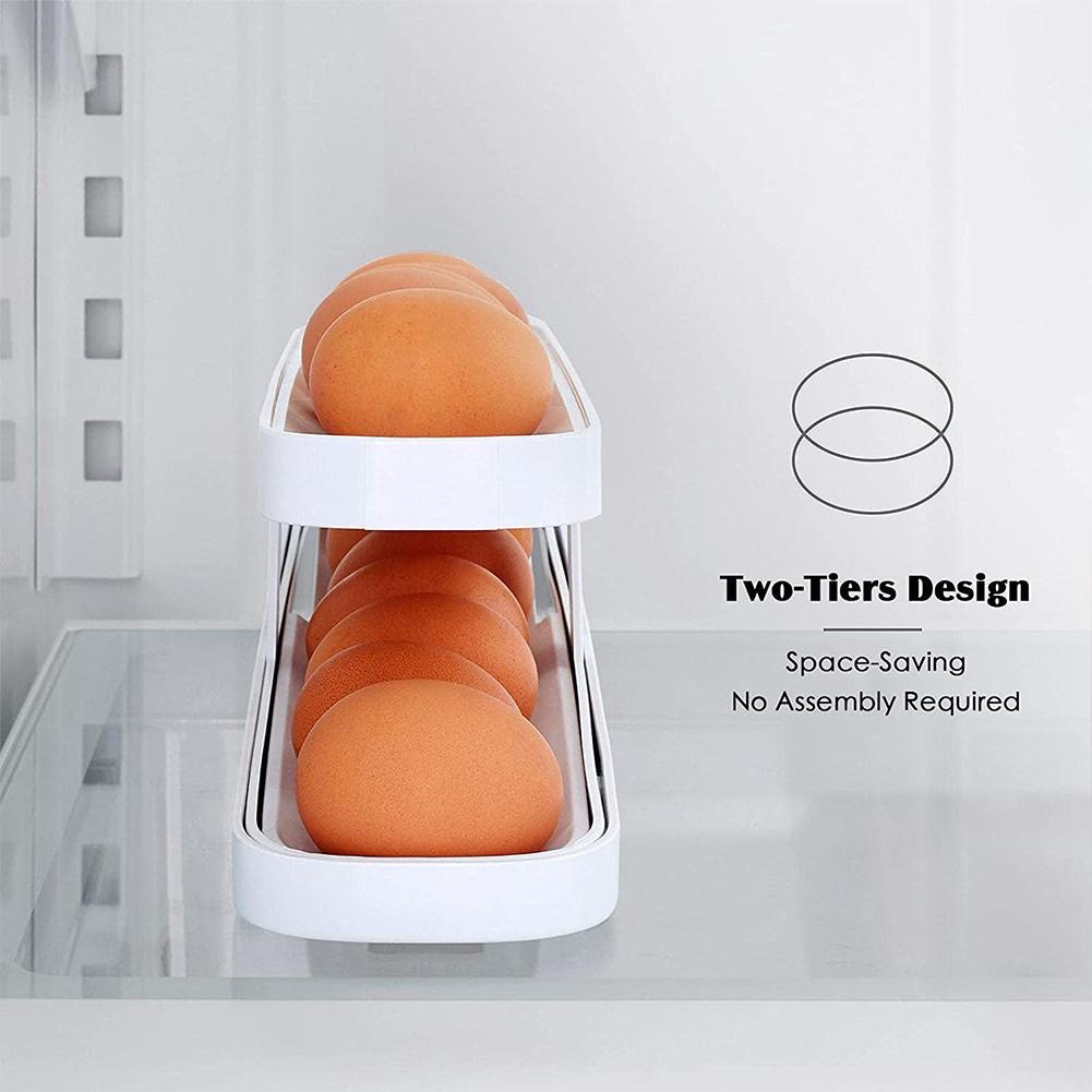 自動ローリングエッグディスペンサー卵収納ボックススクロール卵ラックホルダー冷蔵庫卵オーガナイザーコンテナ棚キッチン