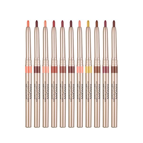 Stylo à lèvres rouge à lèvres rotatif automatique étanche longue durée mat femme ligne de crochet crayon à lèvres maquillage cosmétiques