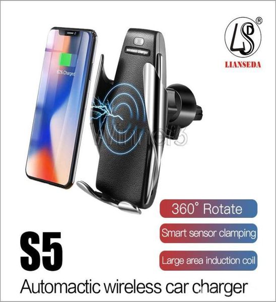 Chargeur sans fil de voiture à capteur automatique pour iPhone Xs Max Xr X Samsung S10 S9 téléphone de charge rapide sans fil infrarouge Intelligent Holde2291309