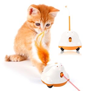 Automatische sensor Kattenspeelgoed Interactieve slimme robot Elektronische Feather Teaser Zelfspelend USB Oplaadbaar Kittenspeelgoed voor huisdieren 240229
