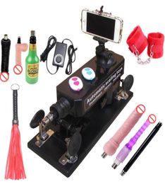 Automatische Sex Machine Gun Set voor Mannen Vrouwen Love Machine met Masturbatie Cup Grote DildoCouple Game Sex Handboeien en Leer W1619120