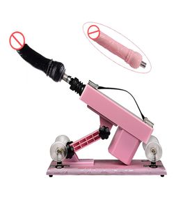 Automatisch seksspeeltje machinegeweer voor vrouw 6 cm intrekbare vrouwelijke masturbatie seksneukmachines met zwarte dildo4218648