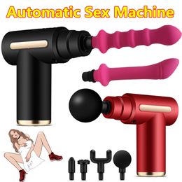 Automatische sexy Machine Fascial Massage Gun Adapter Vrouwelijk Orgasme Stak Vibrator Dildo Penis Vrouwen Masturbatie Volwassen Speelgoed