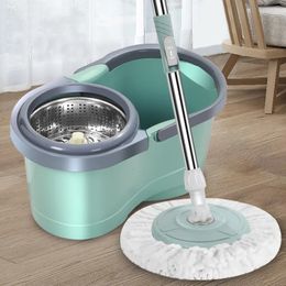 Automatische spin dweil hand gratis huishouden houten vloerreiniging microfiber pads vloer dweil met bucket magic mop 240422