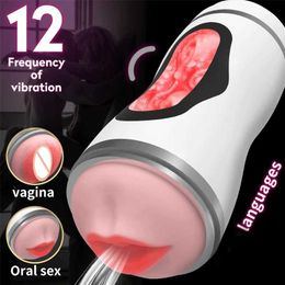 Automatique Sucer Mâle Masturbateur Tasse Chauffage Réel Vagin Fellation Électrique Vibrateur Produits Pour Adultes Sex Toys pour Hommes 211006