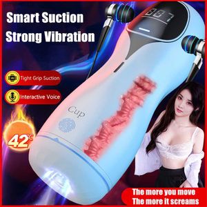 Automatische Zuigen Kunstkut Cup Echte Vagina Pijpbeurt Vibrator Pocket Kut Elektrische Machine Speeltjes Voor Man Mastuburator L230518