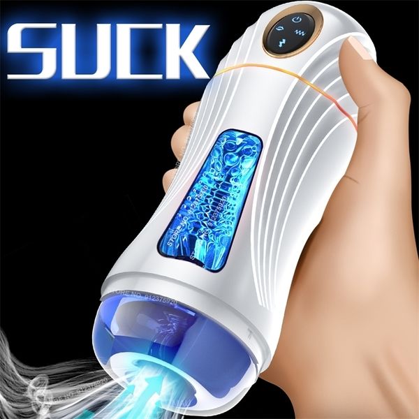 Automatique Sucer Masturbateur Coupe pour Hommes Réaliste Vagin Chatte Fellation Oral Vide Sucktion Vibrateur Mâle Adulte Sex Toys 220812