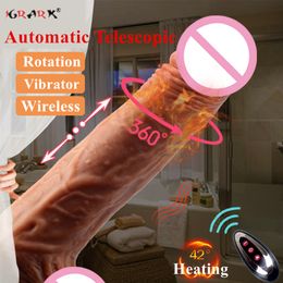 Automatische Teleskop Heizung Dildo Vibrator G-punkt Massage Riesige Realistische Penis Erotische Anal sexy Spielzeug Für Frauen Erwachsene Produkte